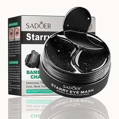 Cublive Parches para debajo de los ojos 60 parches de carbón de bambú durante la noche para ojos hinchados y ojeras, reducción de líneas finas y