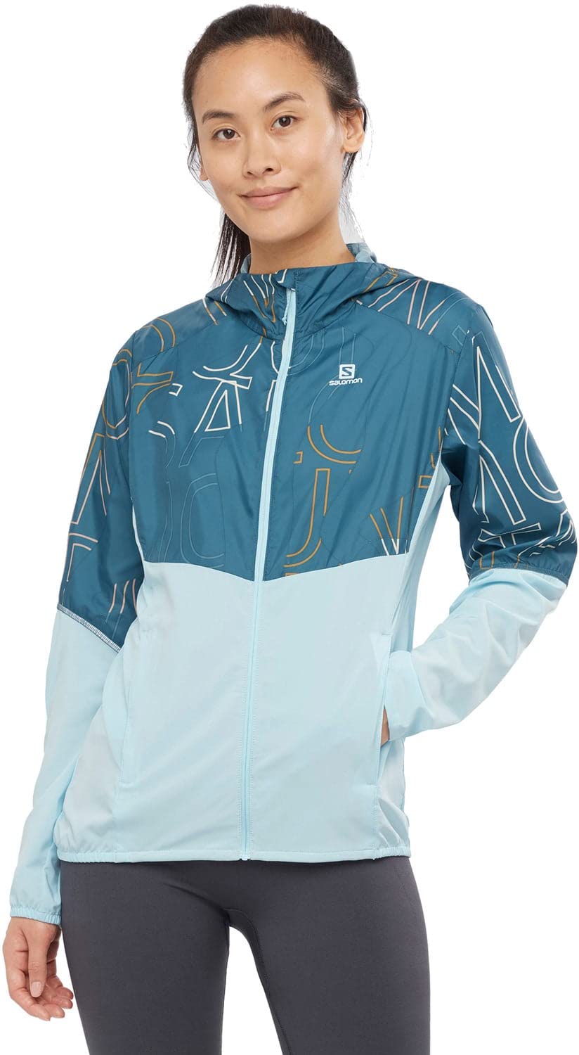 SALOMON Agile Wind Cortavientos de mujer con tratamiento DWR y 2 bolsillos con cremallera para running Mujer
