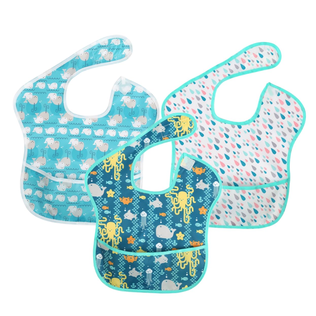 ibasenice 9stücke Teiliges Lätzchen Wasserdichtem Material Mit Cartoon-muster Kleiner Oktopus Kleine Regentropfen Kleiner Wal Spucktuch Für Neugeborene Und Kleinkinder Einfach Anzulegen