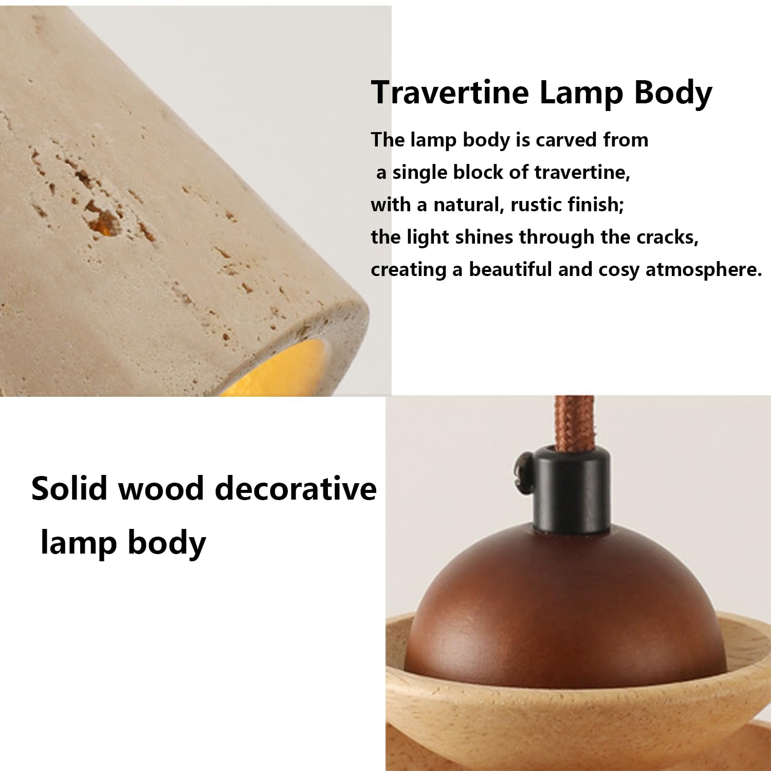 Lámpara Colgante Piedra Amarilla Para Decoración Interiores Hogar | Lámpara Techo Cilíndrica Con Casquillo G9 Lámpara Araña Decorativa Madera Con Cableado Fijo Para Isla Cocina Tienda O Sala