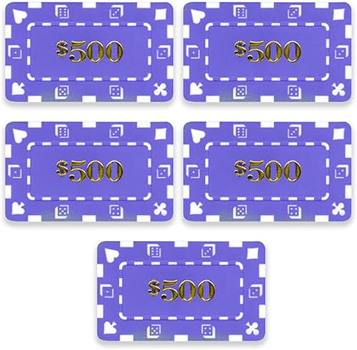 Brybelly Juego de 5 placas de póquer denominadas de 3" x 1.75"