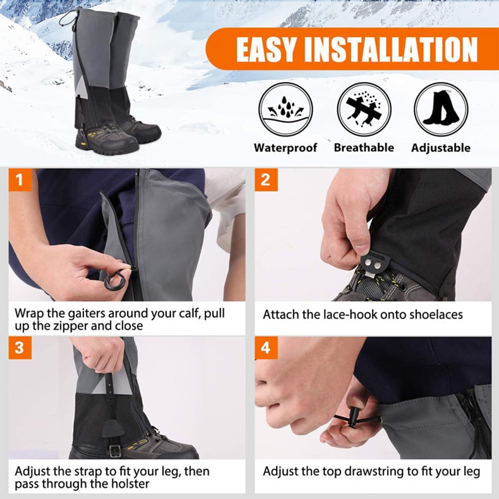 Polainas impermeables para hombre y mujer, senderismo y escalada