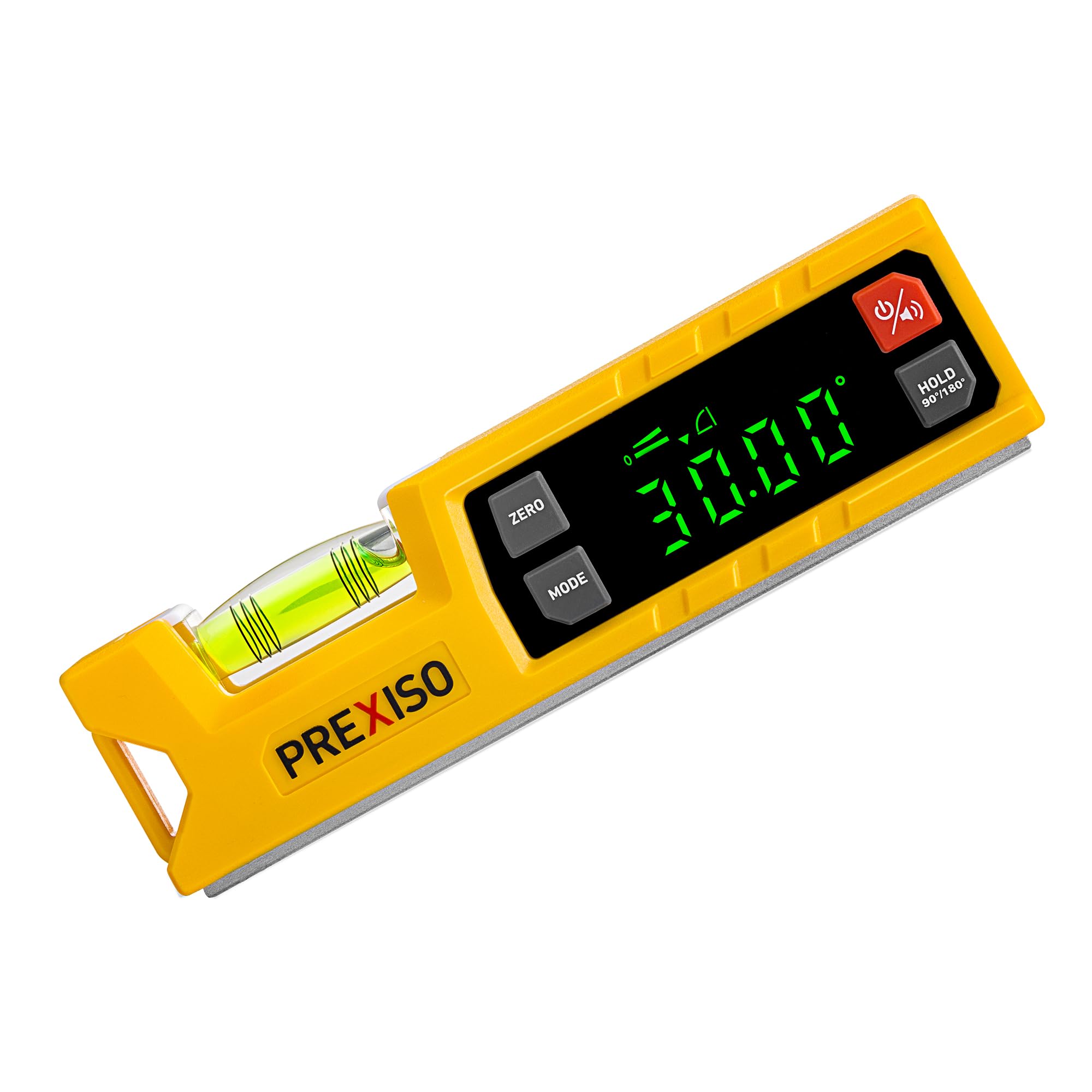 PREXISO Niveau à Bulle Numérique Rapporteur Digital 175 mm, Inclinomètre Électronique avec Base Magnétique et Indicateur Audio pour Menuiserie, Construction et Domestique