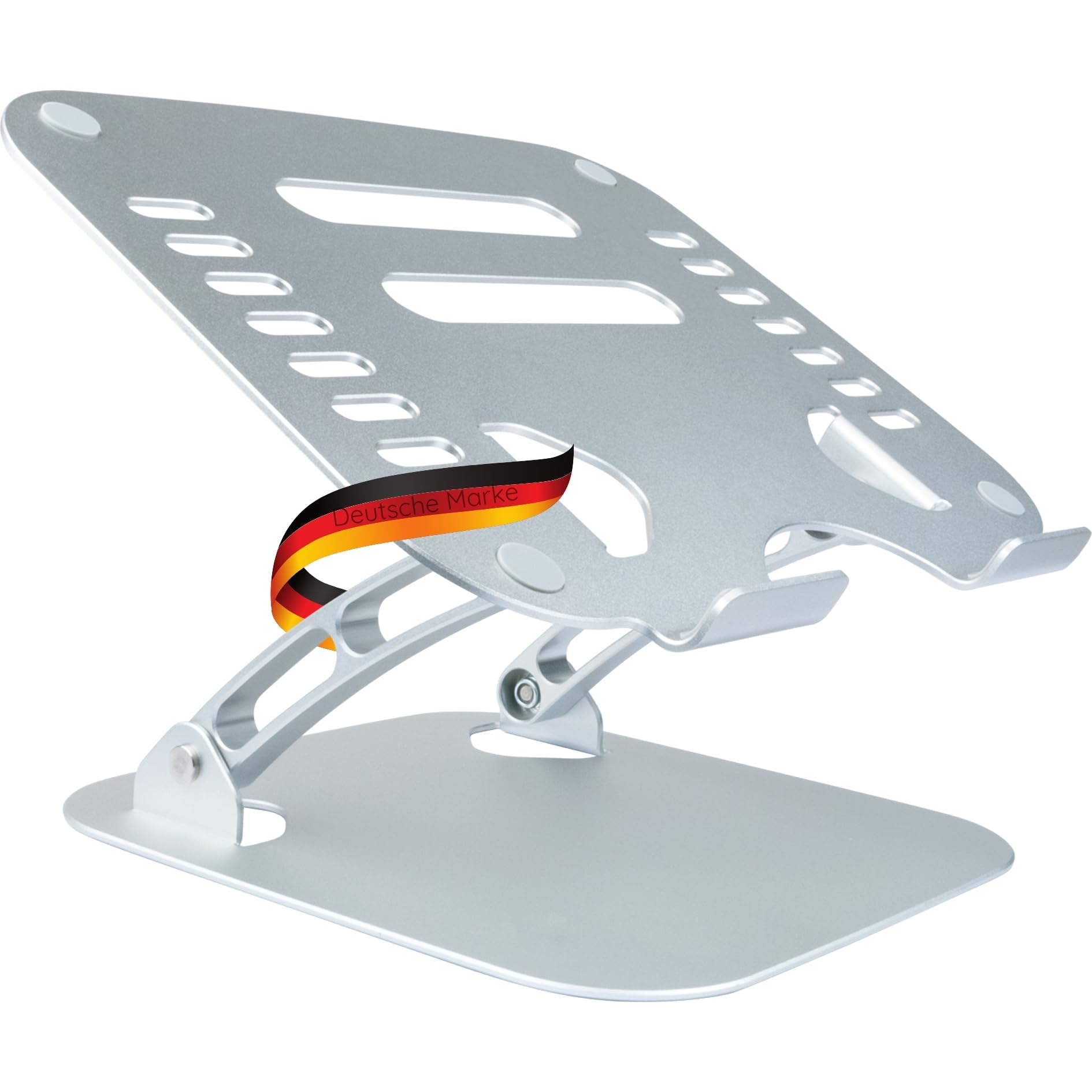 SCHWAIGER LPS1720 513 - Supporto per computer portatile, in alluminio, ventilato, regolabile, ergonomico, pieghevole, a forma di Z, colore: Argento