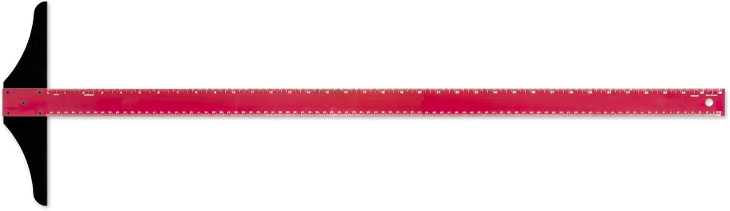 Alumicolor 36-inch Standard Aluminum T-Square for Art Framing & Drafting, Red