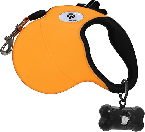 Miniatura 9 de Correa retráctil de 13 pies para perros grandes de hasta 26 libras, cinta de nailon sin enredos, rojo S Negro -,Azul,Naranja,Rosa,Rojo