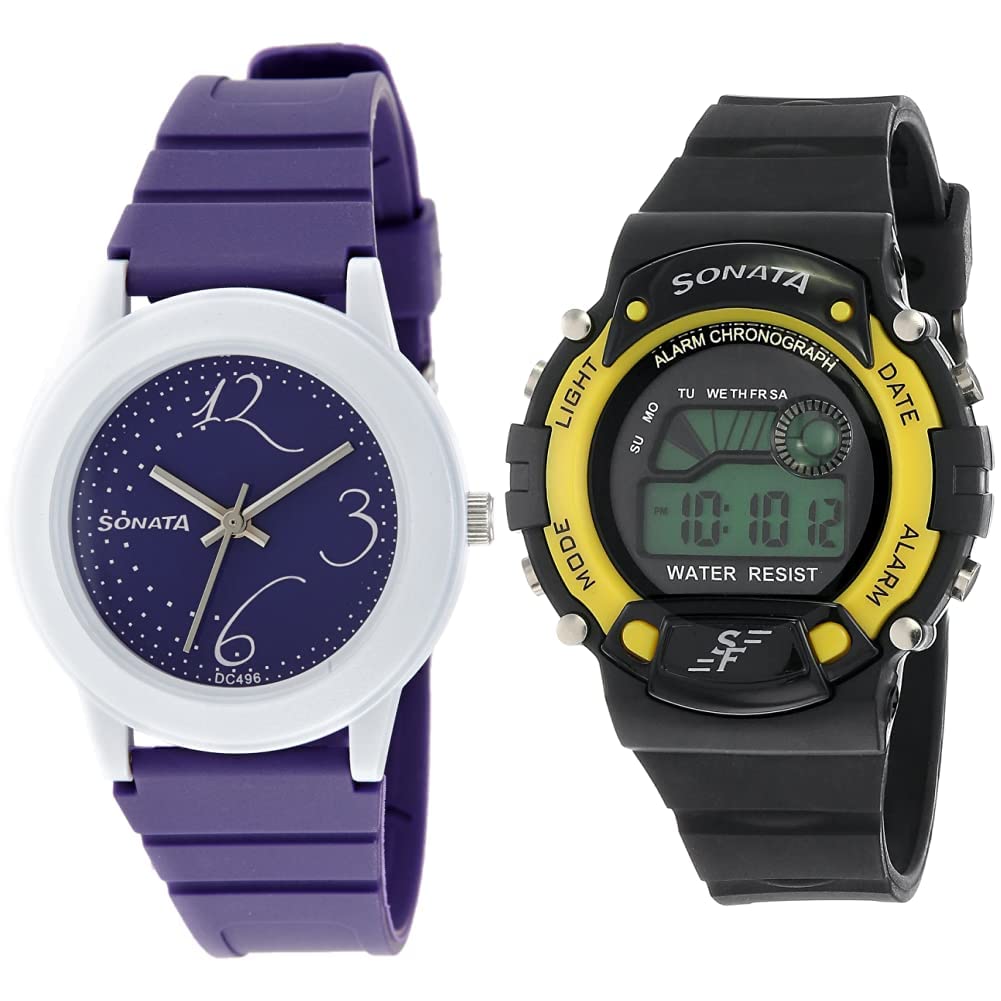 Sonata Leather Analog Black Dial Women & Digital Grey Dial Men (Nj8992Pp02C + Nk7982Pp01) | Rakshabandhan Gifts, Purple Band (B07N33G2CX) Amazon Price History, Amazon Price Tracker