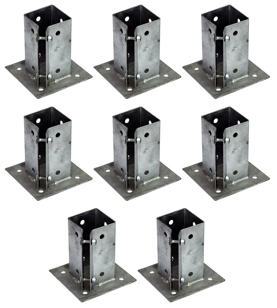 8 x Fence Post Holder 75mm posts Support Bolt Down Shoe Anchor Clamp Grip Galvanised for 75mm x 75mm posts (3") Eliza Tinsley Swiftpost, Pack of 8