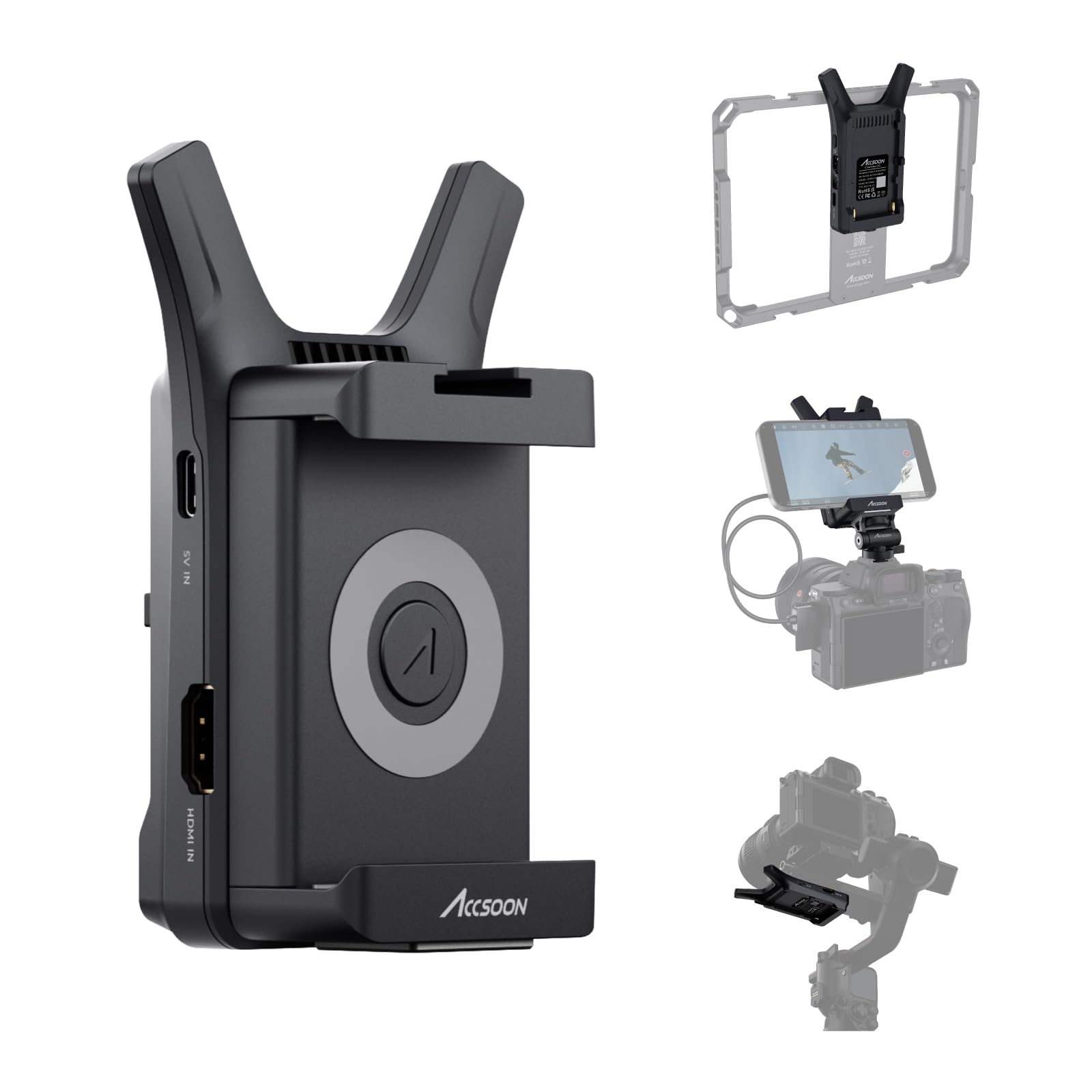 Accsoon CineView Nano Émetteur Vidéo sans Fil 5G HDMI, Portée 150 m, Latenne < 60 ms, Compatible RS2/RS3/RS3 Pro/Caméra/DSLR, Transmission FHD 1080p, Surveillance Multi-Appareils (4X iOS/Android)