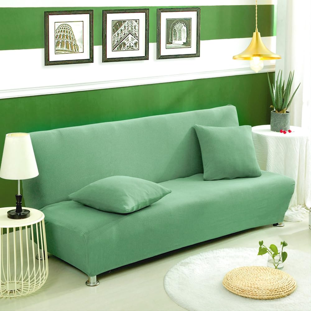 Copridivano impermeabile – Protezione per divano senza braccioli 3 posti, elastico, colore verde militare, protezione per mobili per arredamento del soggiorno.