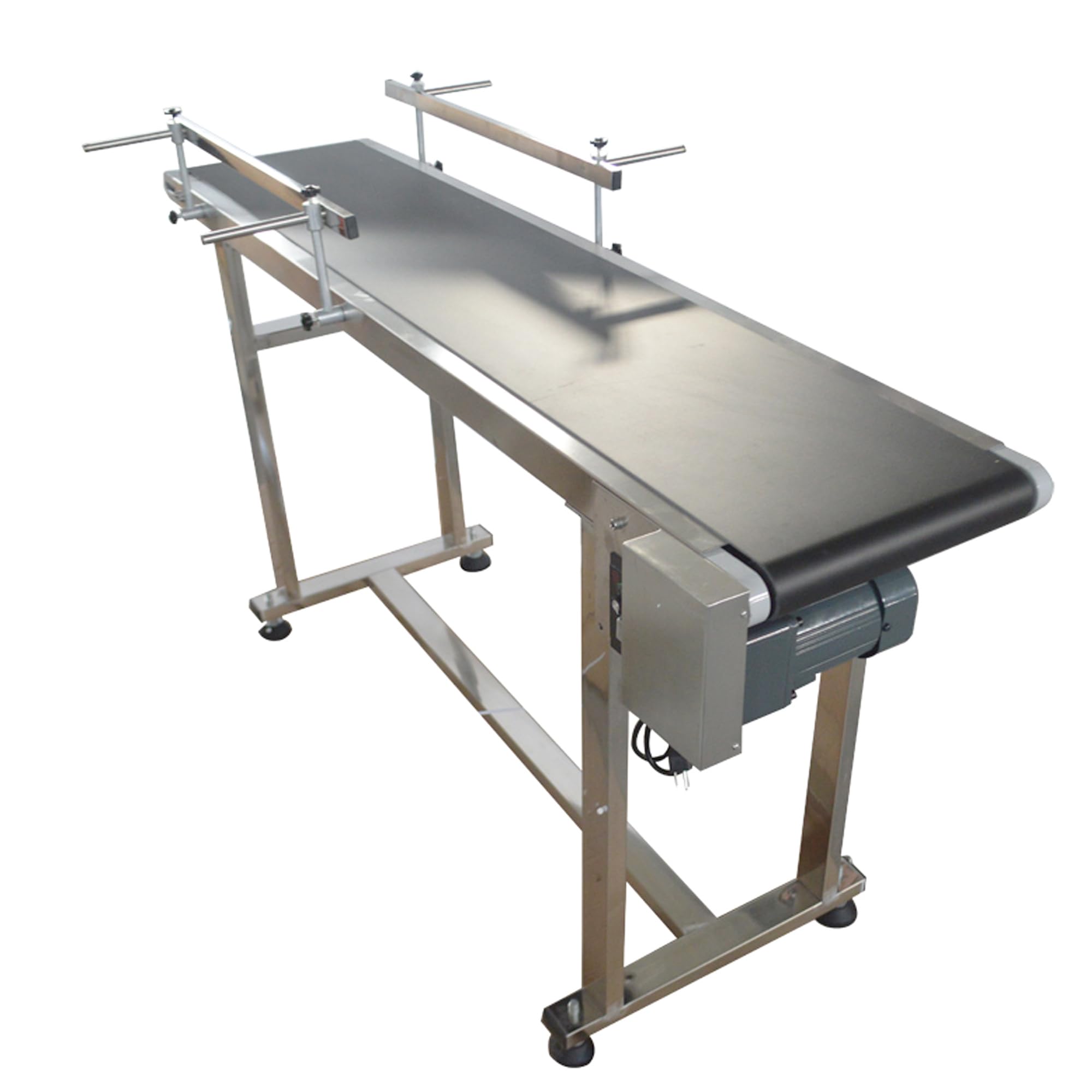 HQHAOTWU Flat Belt Conveyor PVC Belt Transport Conveyor Double Guardrails Stainless Steel Frames Industrial Transport Equipment 59×11.8inch Belt