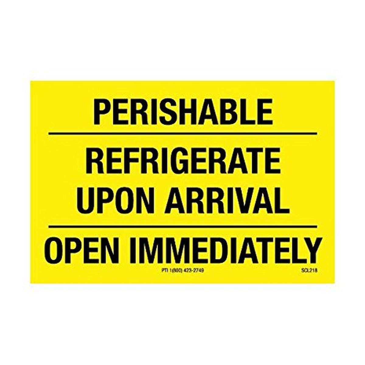 Polar TechPolar Tech SCL218 Pressure Sensitive Permanent Adhesive Label, PERISHABLE REFRIGERATE UPON ARRIVAL OPEN IMMEDIATELY, 3 Length x 2 Width, Black on Yellow (Roll of 500)