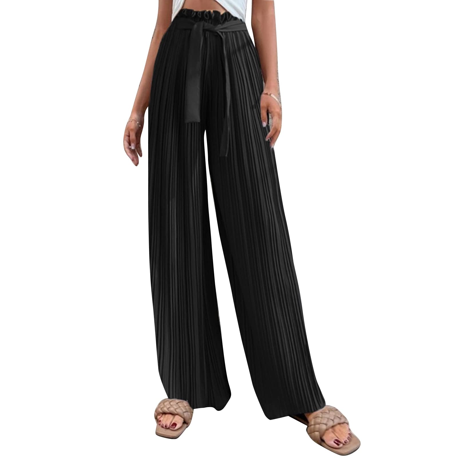 Pleated Wide Leg Pants, Casual Pleated Wide Leg Pants