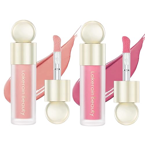 Rubor líquido de 2 piezas, rubor facial crema suave, aspecto mate natural, tinte de mejillas rocío, sensación hidratante ligera mezclable (#01+#02)