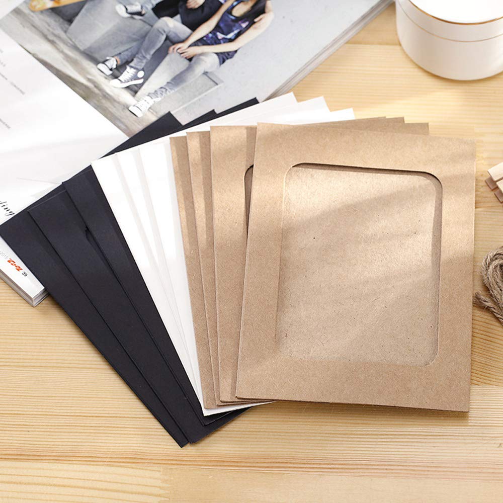 YZROHYI 30 Pièces Guirlande Photo Cadres Kraft - Porte Photos Mural Avec Pinces Bois Et Corde Jute Pour Décoration DIY