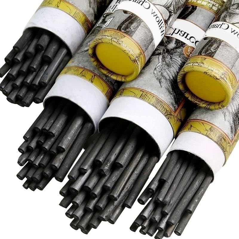 Willow Charcoal Sticks for Drawing, 100 Pcs, 4 Sizes, Art Supplies