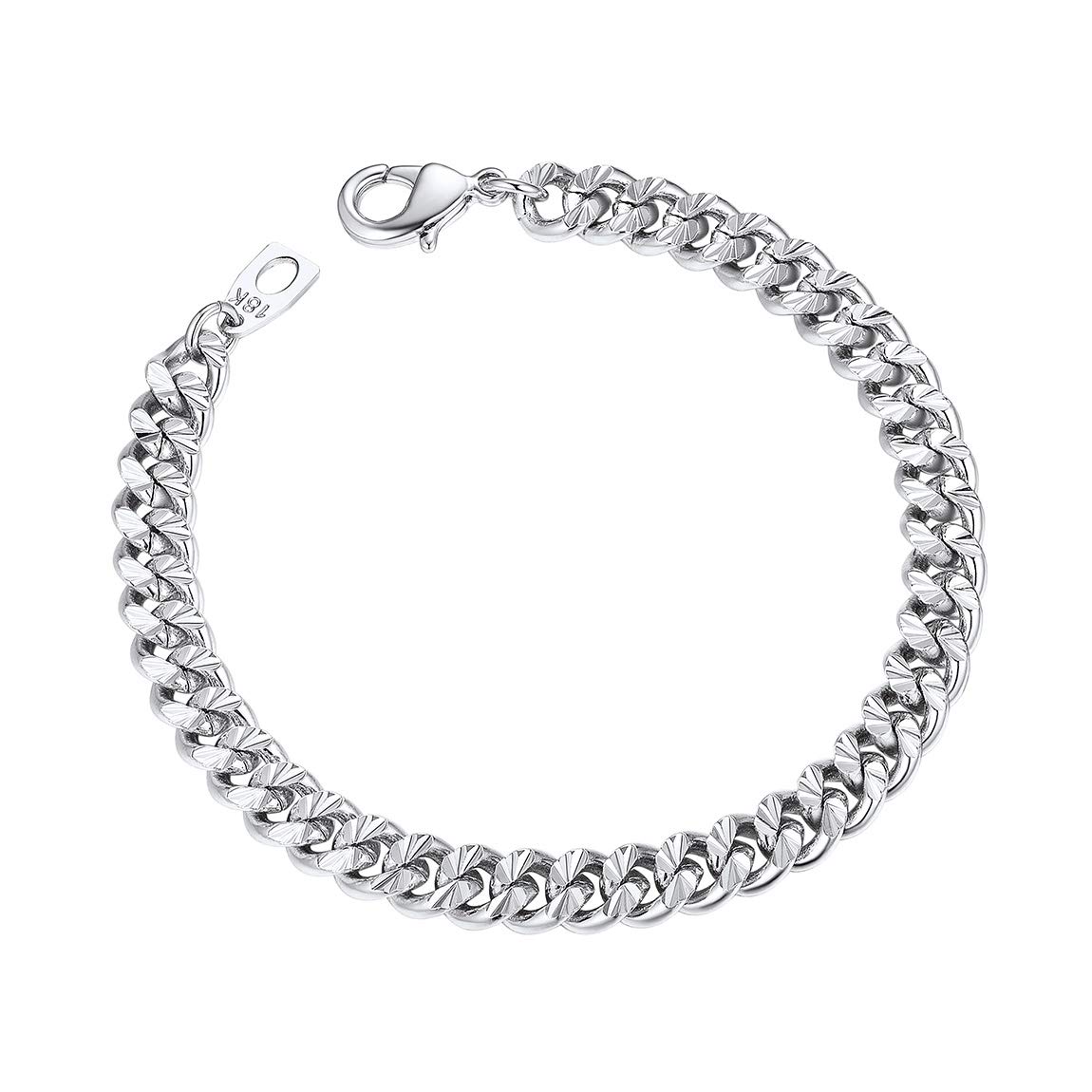 ChainsProCuban Chain Bracelet Women Men 7mm 21CM Platinum Plated Mens Jewelry Gift Silver Color