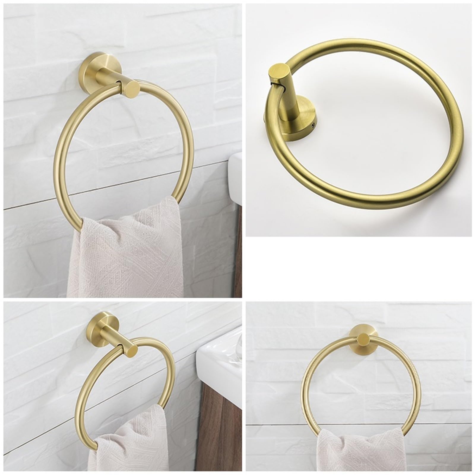 Portasciugamani ad anello da parete per bagno, 2 pezzi, rotondo, per WC, cucina(Chrome)