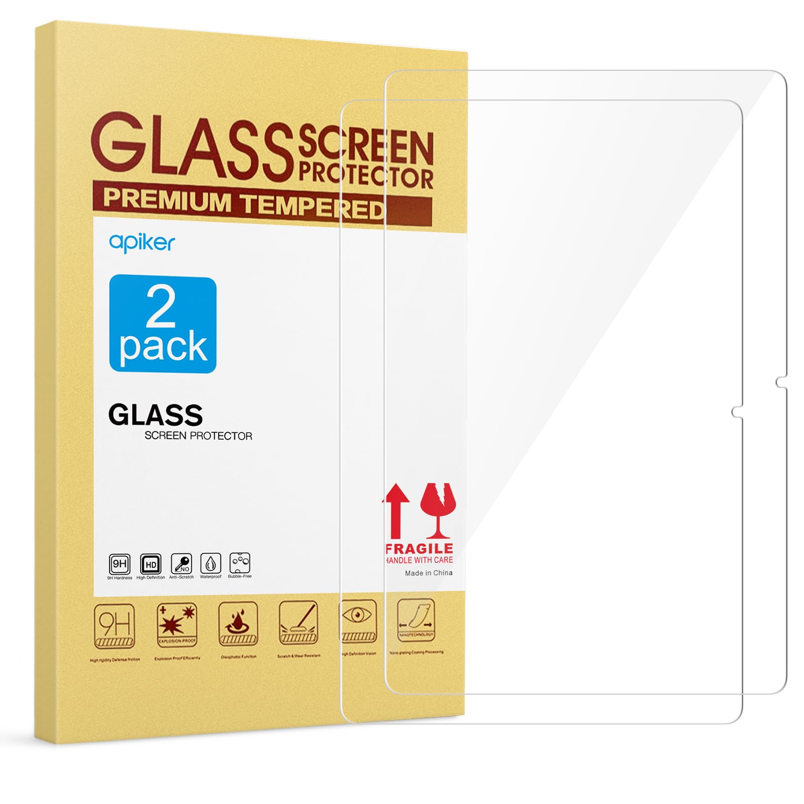 Lot de 3 protections d'écran Amiker compatibles avec Samsung Galaxy Tab A8 2021 (10,5"), en verre trempé, compatible avec les coques, toucher sensible, sans bulles
