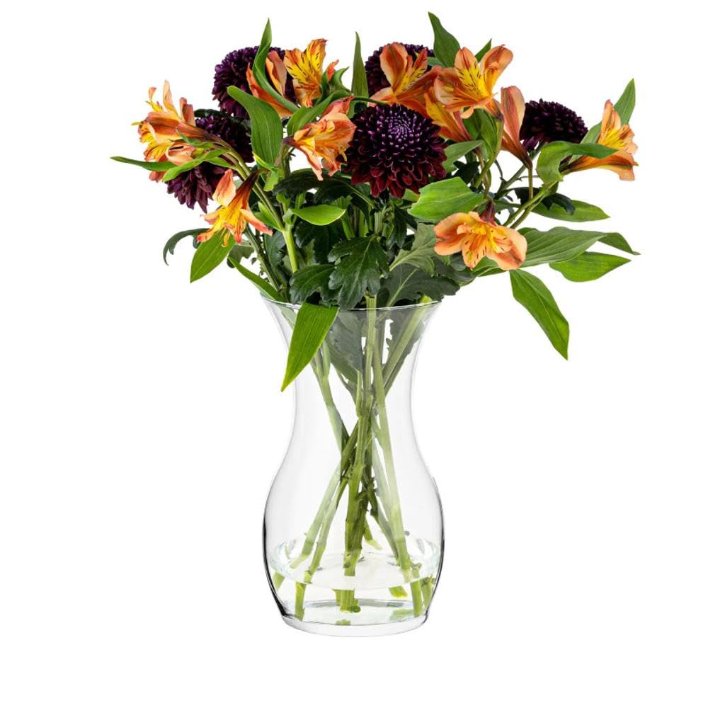 TREND FOR HOME Jarrón de Vidrio 25 cm Jarrón Tulipán Cristal Jarrón de Flores de Cristal Florero de Vidrio Transparente Decoracion Salon Contenedor Decorativo | ⌀ 14 cm | 2140 ml | Lily