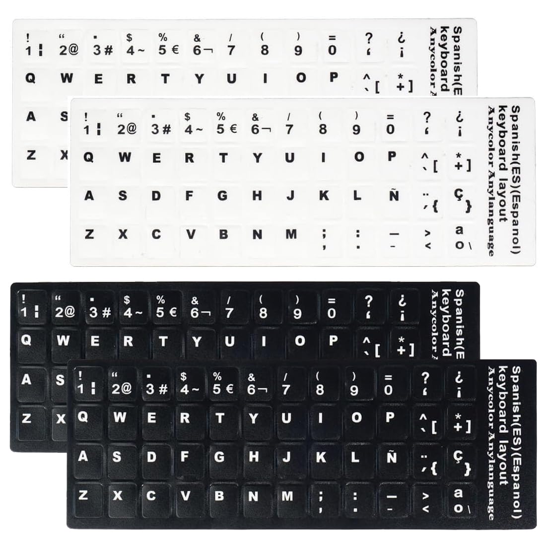 VAEIORP 4 pcs Pegatinas para Teclado Español de Repuesto Adecuadas para Cualquier Teclado Estándar de Computadora Portátil