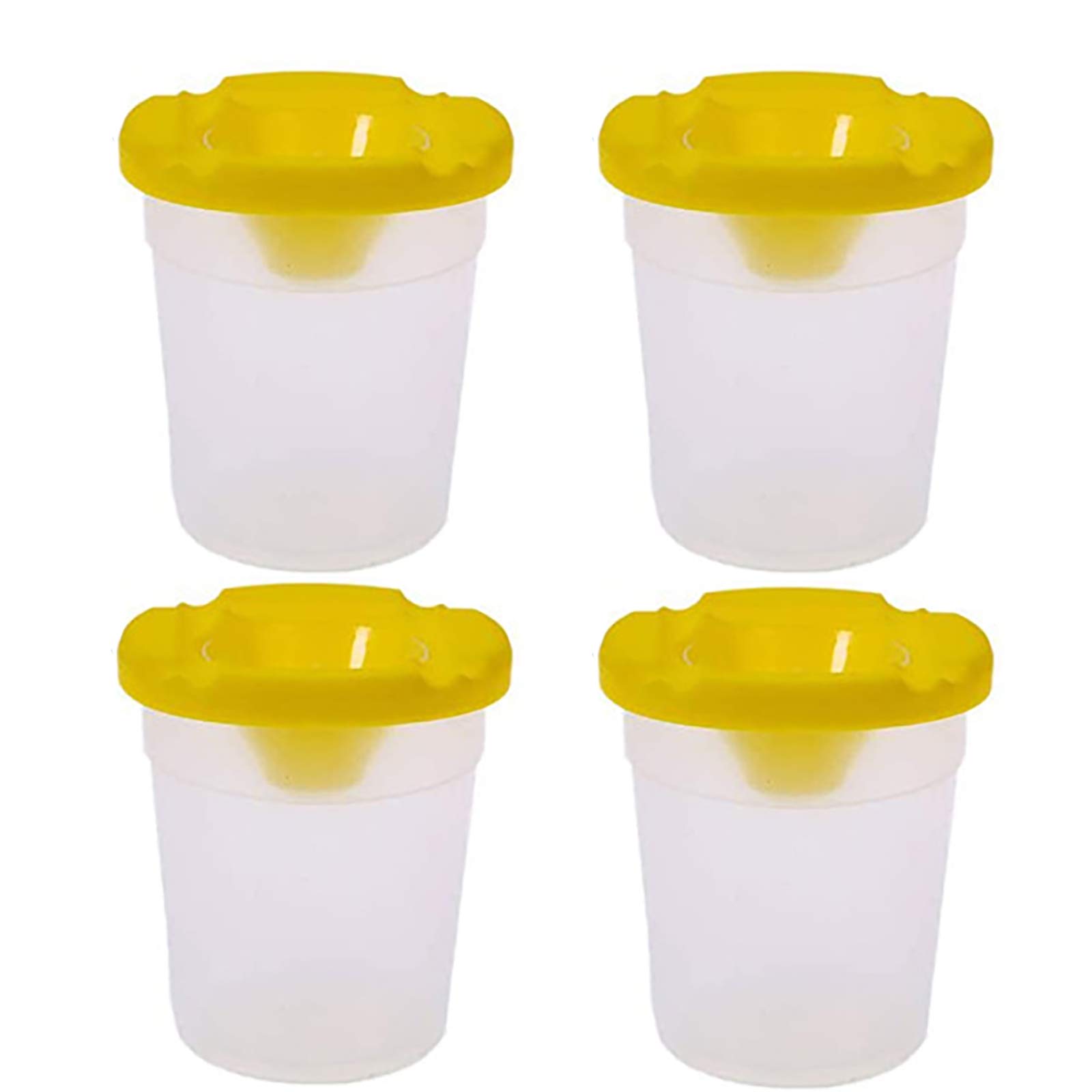 TopHomer 4Pcs Non Spill Paint Pots, Spill Proof Paint Cups with Lids for School Supplies Art Class (Yellow)