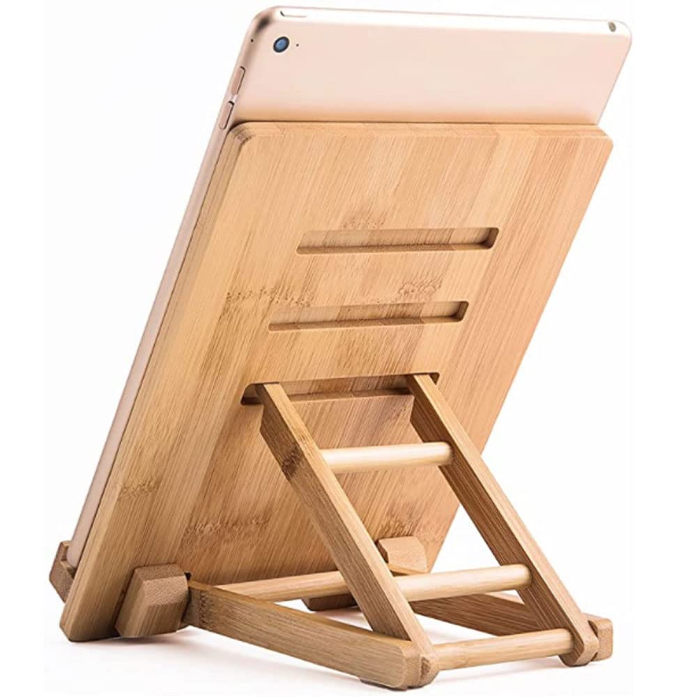 Supporto in Legno di Bambù per Tablet e Telefono da Scrivania, Compatibile con iPad e iPhone (Grande)