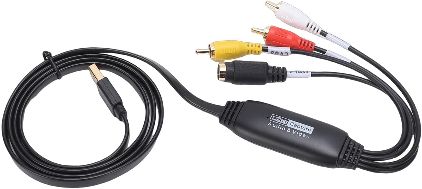 VHS to Digital Converter, USB2.0 1080P Video Catch Card, AV USB Sound Device Digital Adapter with VCR DVD Conversion