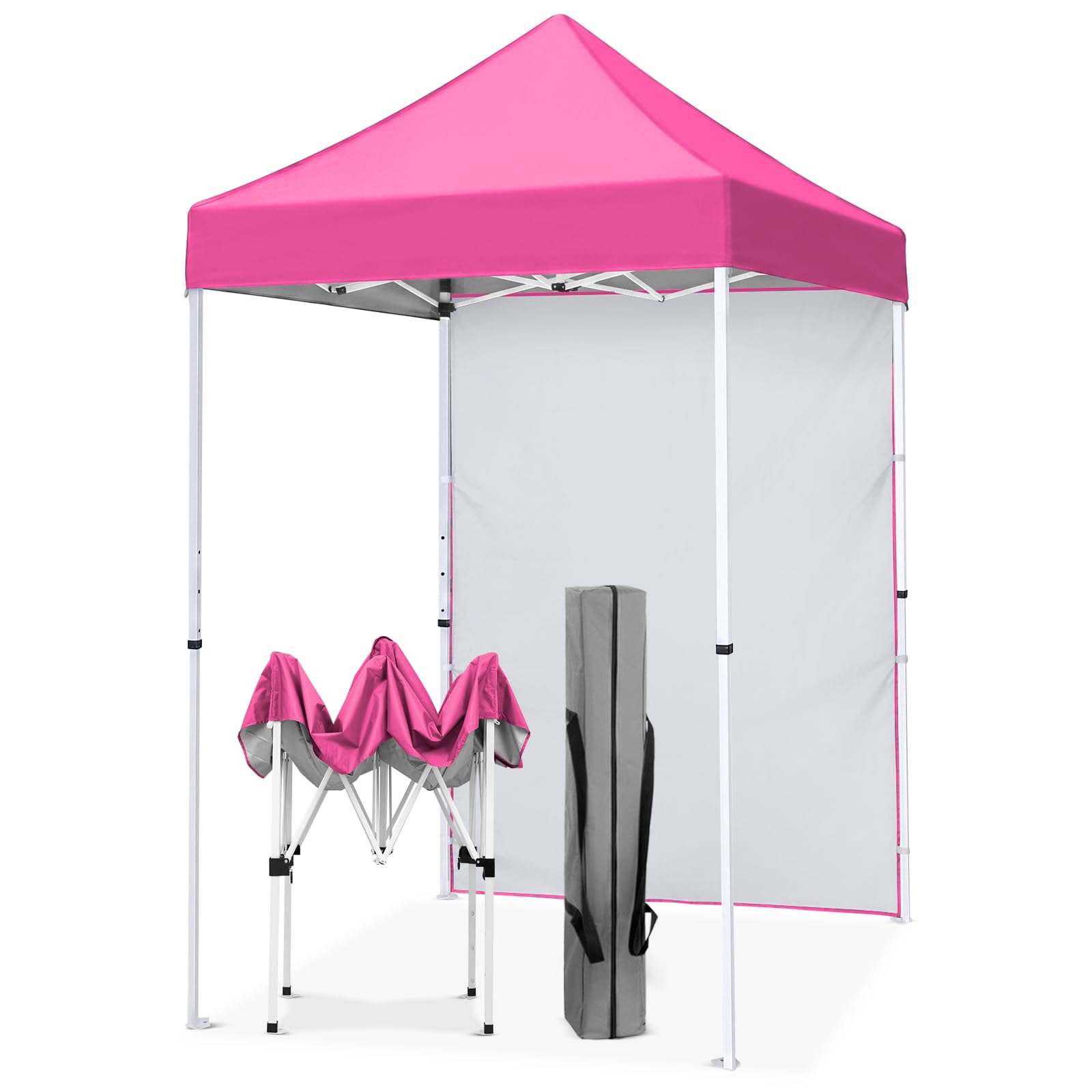 EAGLE PEAK Namiot pop-up 1.5x1.5 m, Przenośny namiot ogrodowy z jedną zdejmowaną ścianą przeciwsłoneczną, Pokrowiec w zestawie, Różowy
