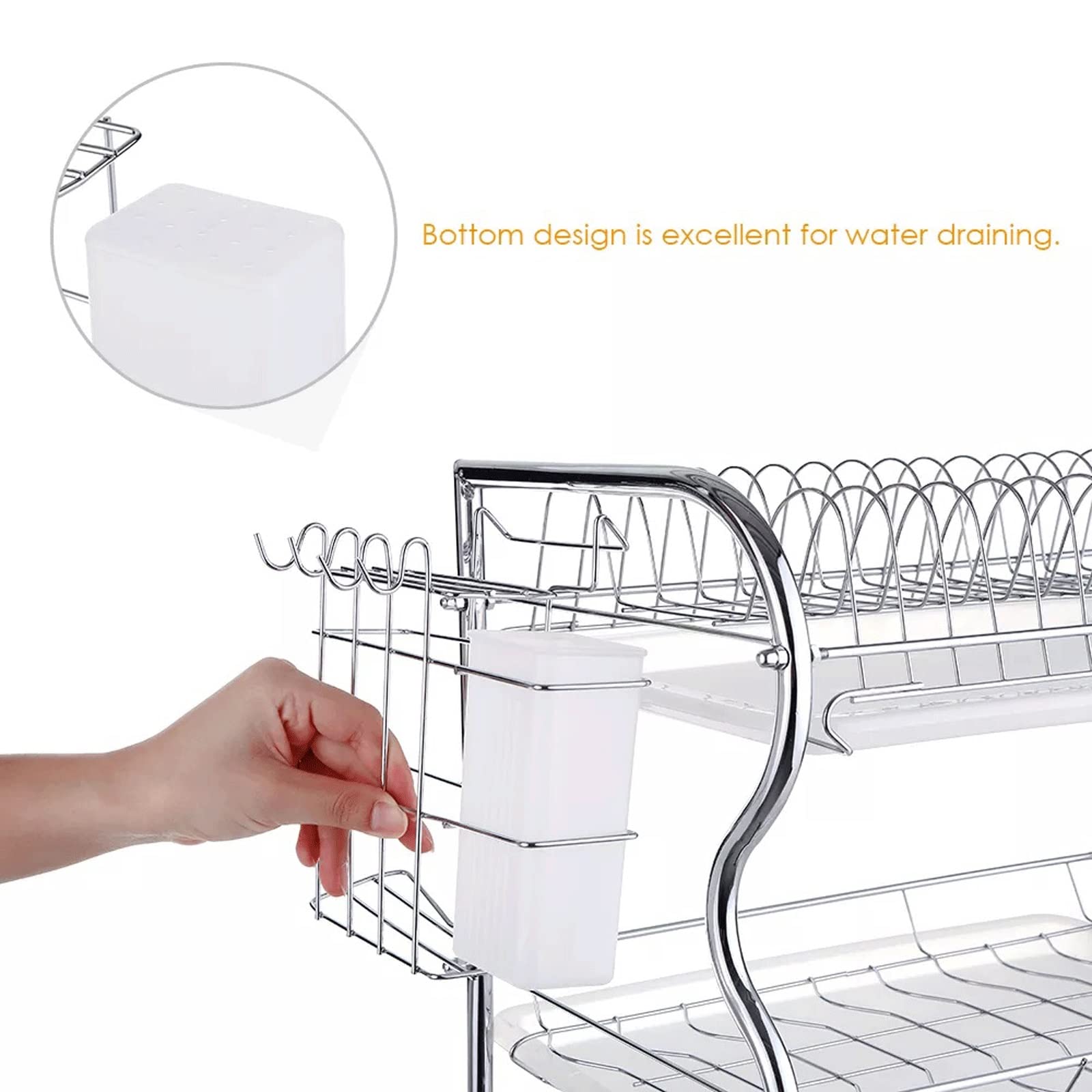 Scolapiatti, organizer da cucina, portapiatti e scolapiatti per lavello, ripiano salvaspazio per taglieri e utensili, resistente ed elegante