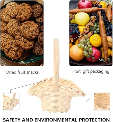 Miniatura 7 de Happyyami Cesta de huevos portátil para lavandería, cesta de picnic de mimbre, cesta de flores tejida para aperitivos, contenedores para niños,