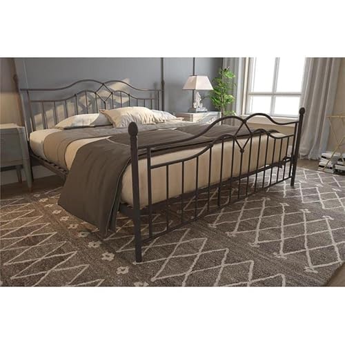 Dhp Tokyo Metal Platform Bed With Classic Finial Post Headboard And Footboard, Underbed Storage Space, No Box Spring Needed, King, Bronze #TOP3