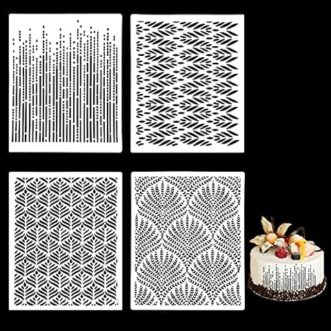 hocadon 4 Styles Cake Stencil, Cake Lace Decoration Stencil, Flower Cake Templates for Fondant Baking Birthday Wedding Cake Decoration, 25x20 cm Cover
