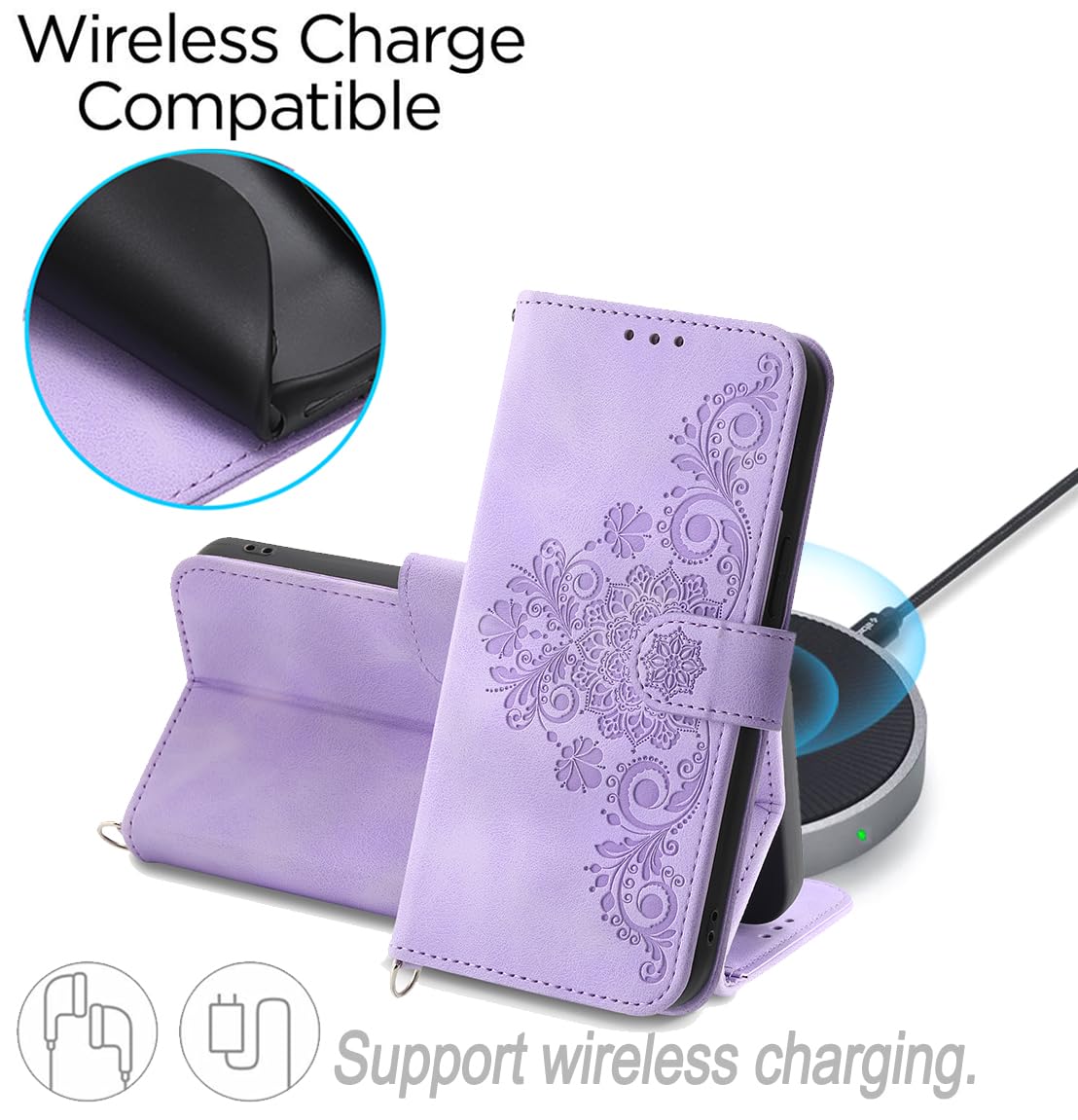 FMPCUON Custodia per iPhone XS Max, Cover a Libro in Pelle PU con Supporto Stand e Interno TPU Antiurto, Flip Caso Portafoglio Cover per iPhone XS Max, Viola