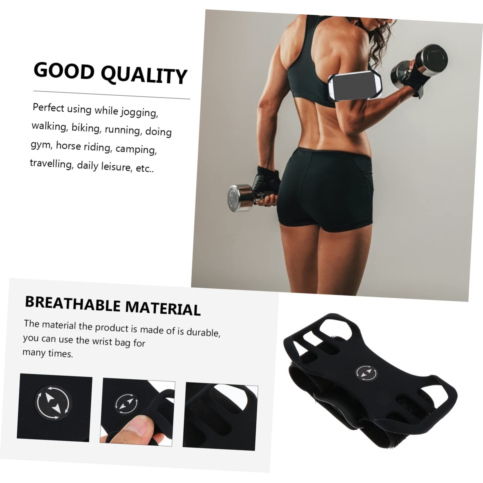 Operitacx 3 Set Braccio Rotante per Smartphone Marsupio Sportivo per Attività Compatibile con Nero Design e Traspirante