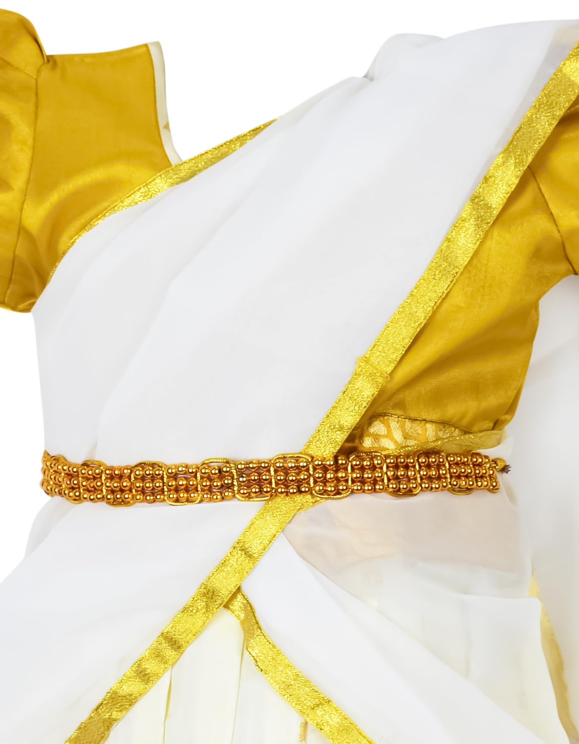 AMIRTHA FASHION Cotton Blend Rechesta New South Indian Traditional Pattu Pavadai Pattu Langa Readymade Lehenga Choli Jecquard Lehenga Choli For Half Saree Girls Dress (Kerala White) (1-2 Years) - Image 3 thumbnail