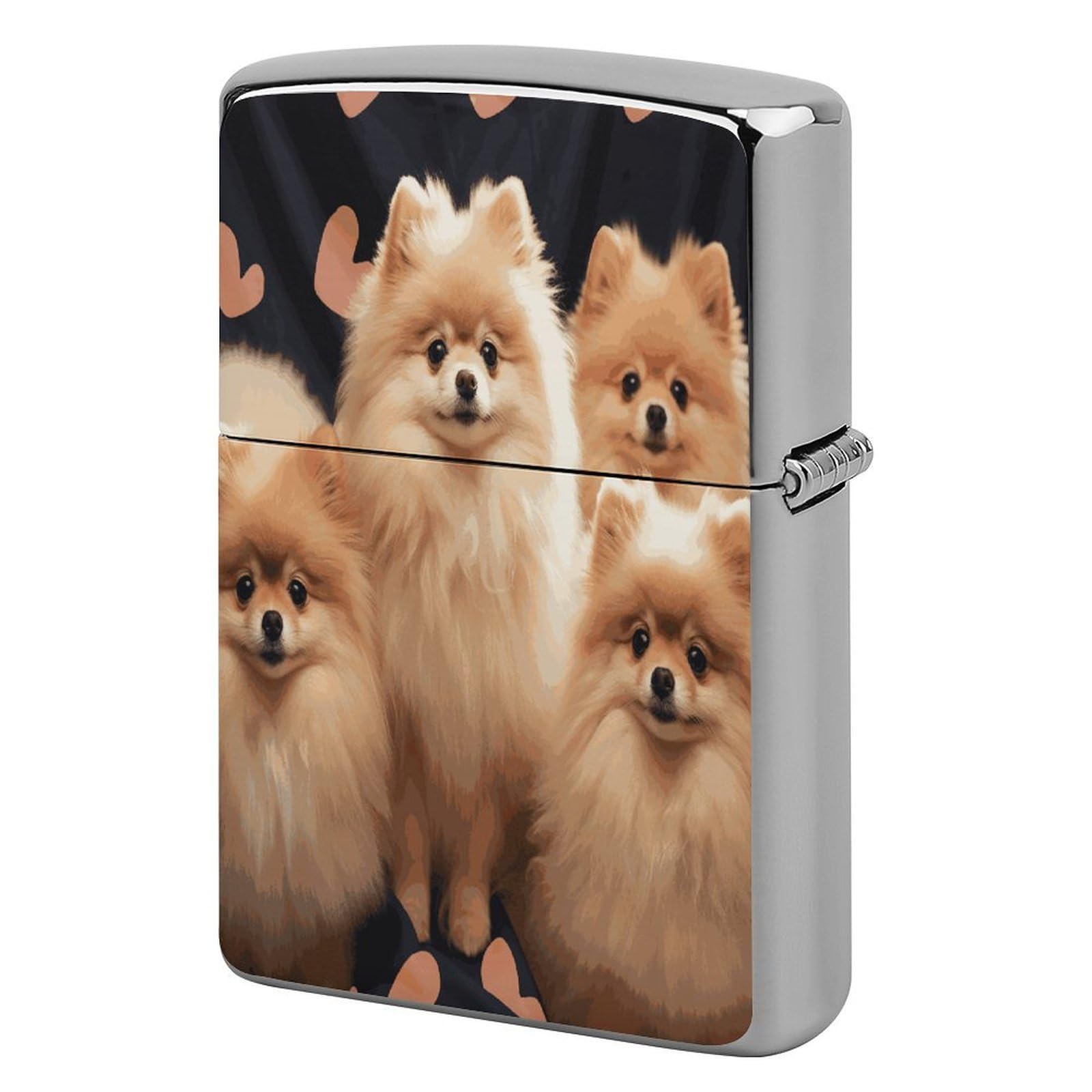 Fekiloot Style Pomeranians Puppies Lighter Case Cover Metal Lighter Case
