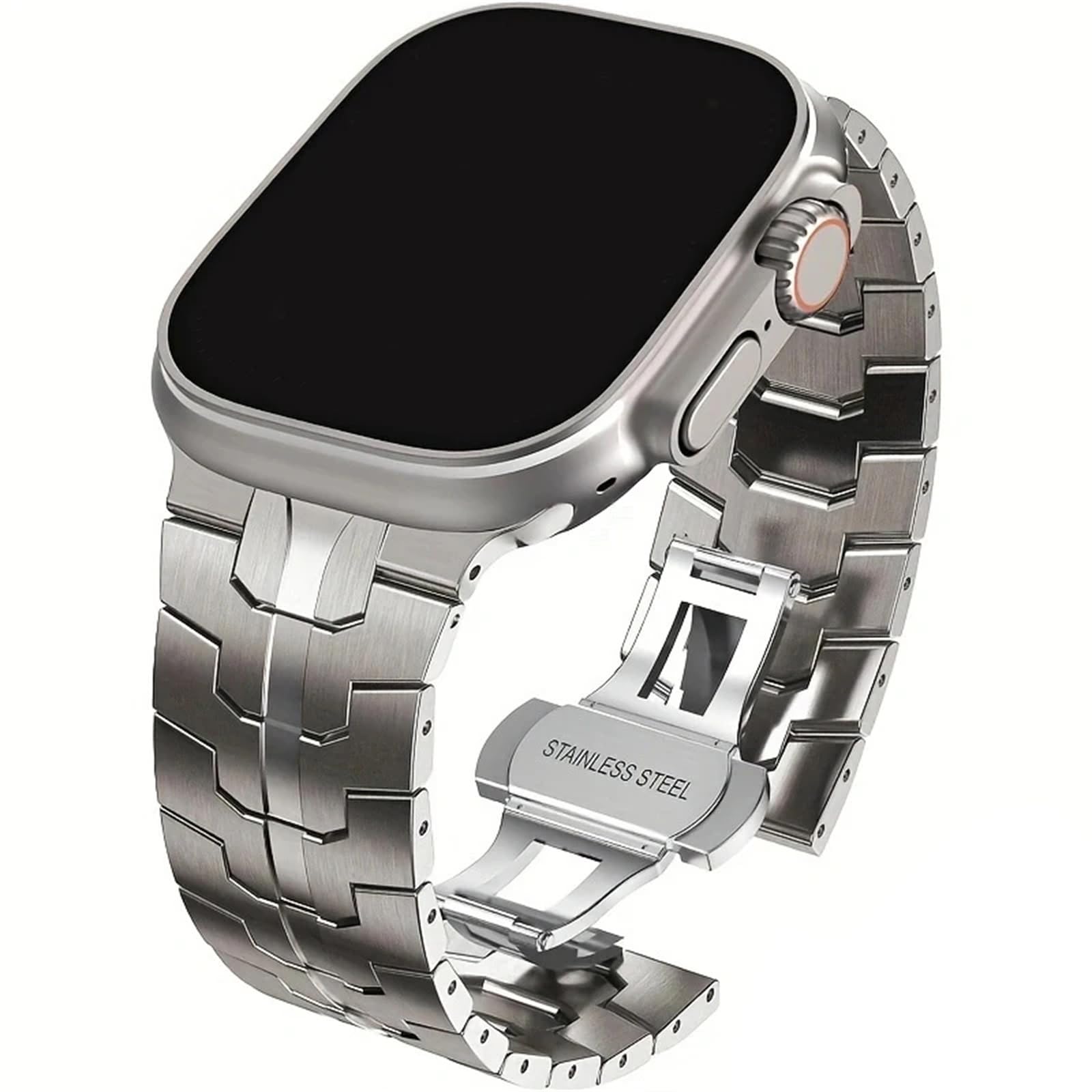 Pasek kompatybilny z zegarkiem Apple Watch 49 mm, 45 mm, 44 mm, 42 mm, 41 mm, 40 mm, 38 mm, metalowa klamra ze stali nierdzewnej, tytanowy pasek do iWatch Ultra 1, 2, serii 9, 8, 7, 6, 5, 4, 3,