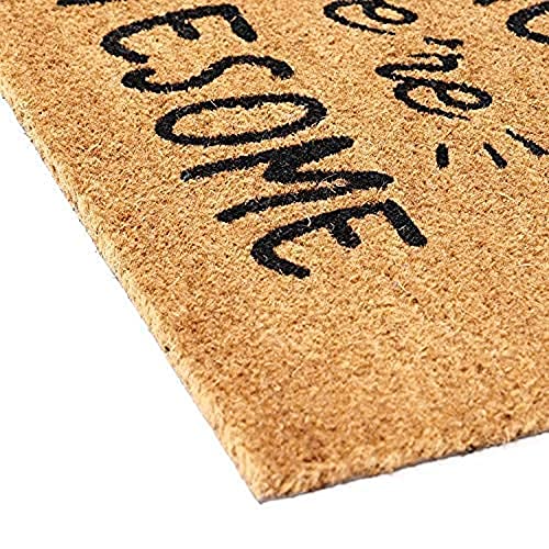 Image of Onlymat Come in We're Awesome Funny Printed Anti-Slip (Black and Brown) Rectangular Shaped Rug Natural Coir with PVC for Outdoor Entrance Multipurpose Floor Door Hall Room Living Room (75cm x 45cm)