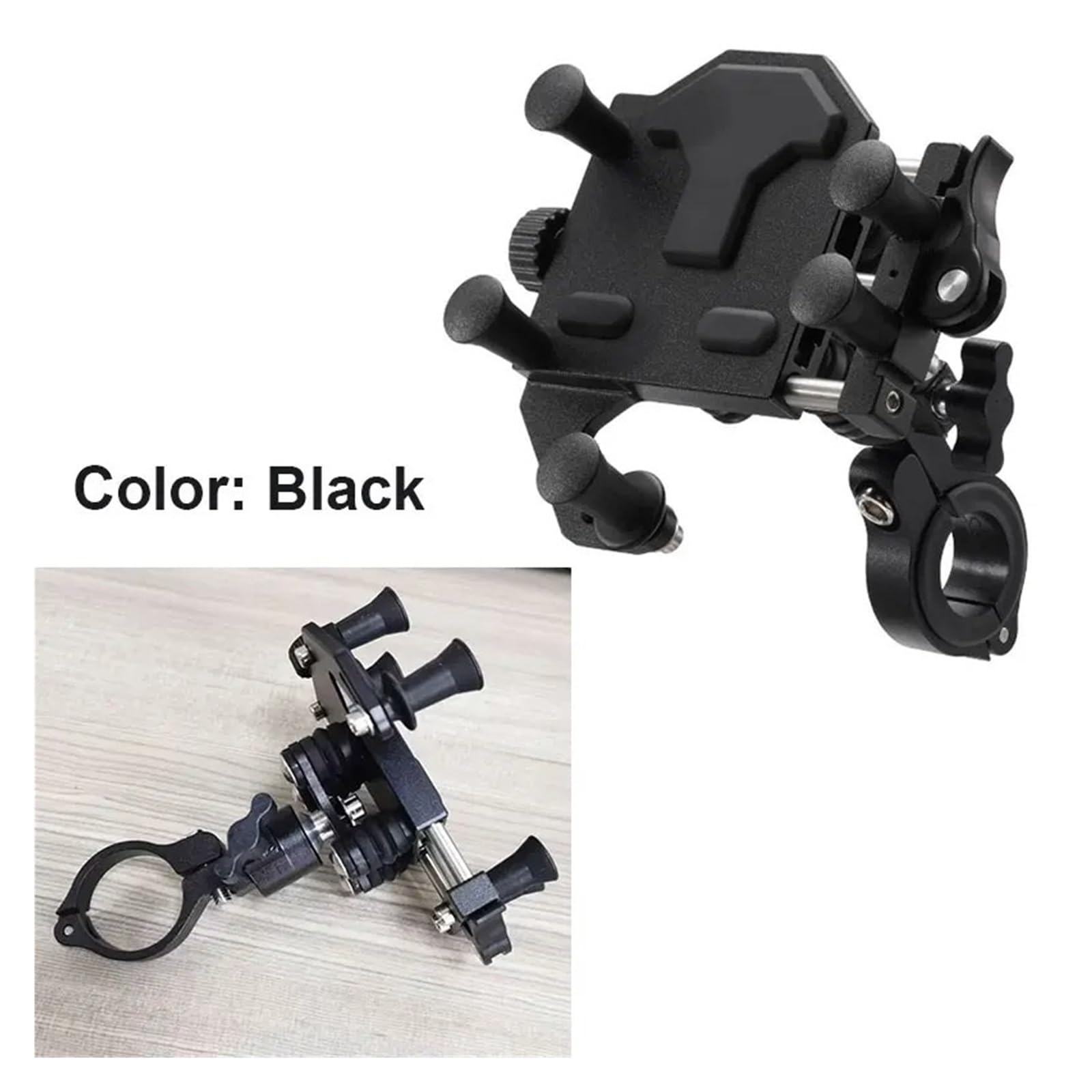 Supporto Per Telefono Moto Porta Cellulare Moto Staffa GPS per moto | Nuovo Supporto Mobile Universale Ammortizzante Staffa Di Navigazione Per Bici Lega Rotante A 360°(D Black)