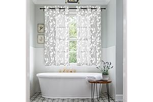 XTMYI Sheer Half Curtains: Elevate Your Bathroom with Elegant Leaf Patterns
