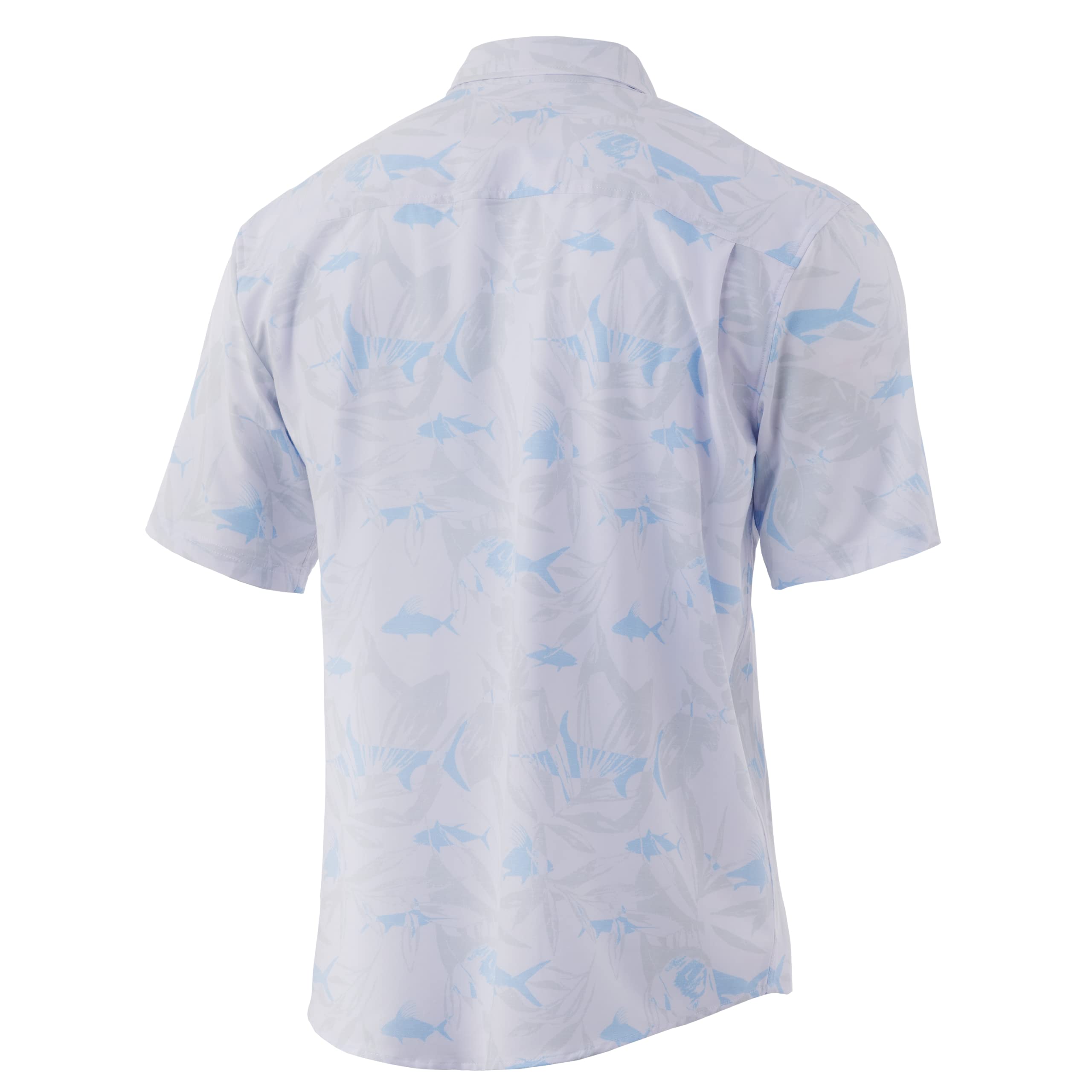 Chemise Huk Homme XL - Fish Bones Kona, Manches Courtes, Motif Cuisine/fisherman, Bleu, Neuve Avec étiquette