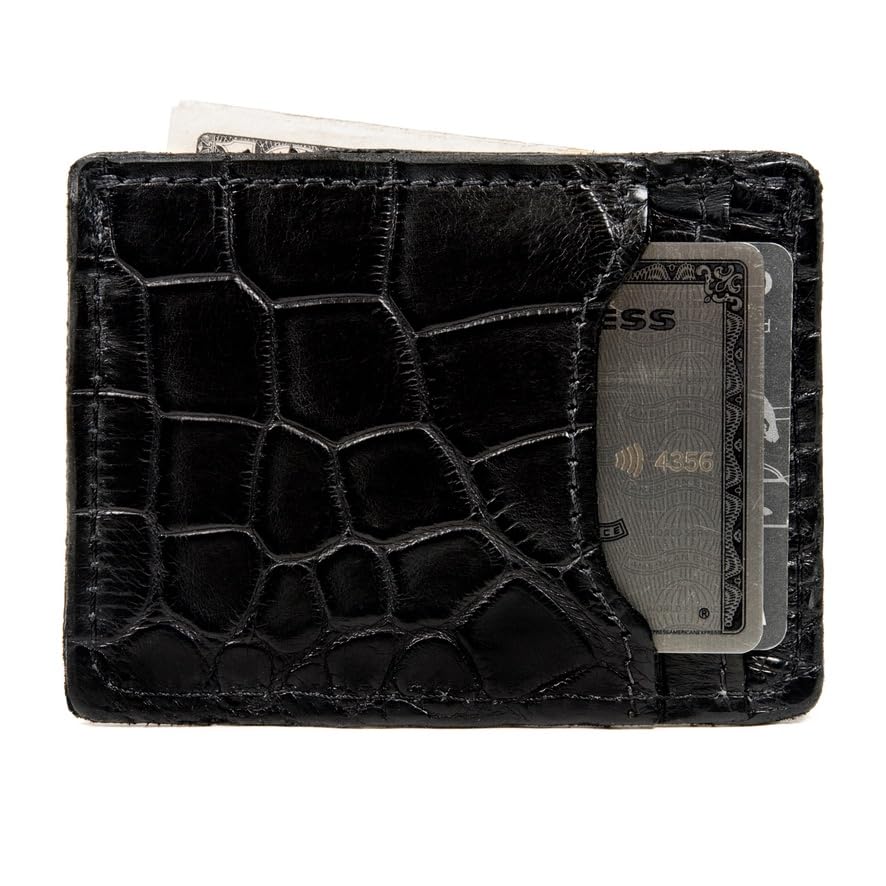 Alligator Skin Card Holder - Real Alligator - Made in USA (Black)4