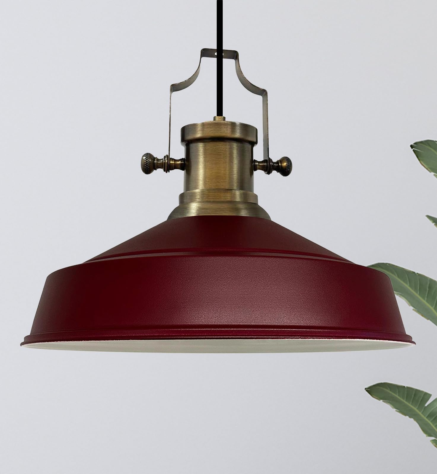 Bamyum Asletl Vintage Metal Pendant Light - 40 cm, Kitchen/Living Room Lamp Shades, E27, Industrial Lamp Fitting - Burgundy — image 1