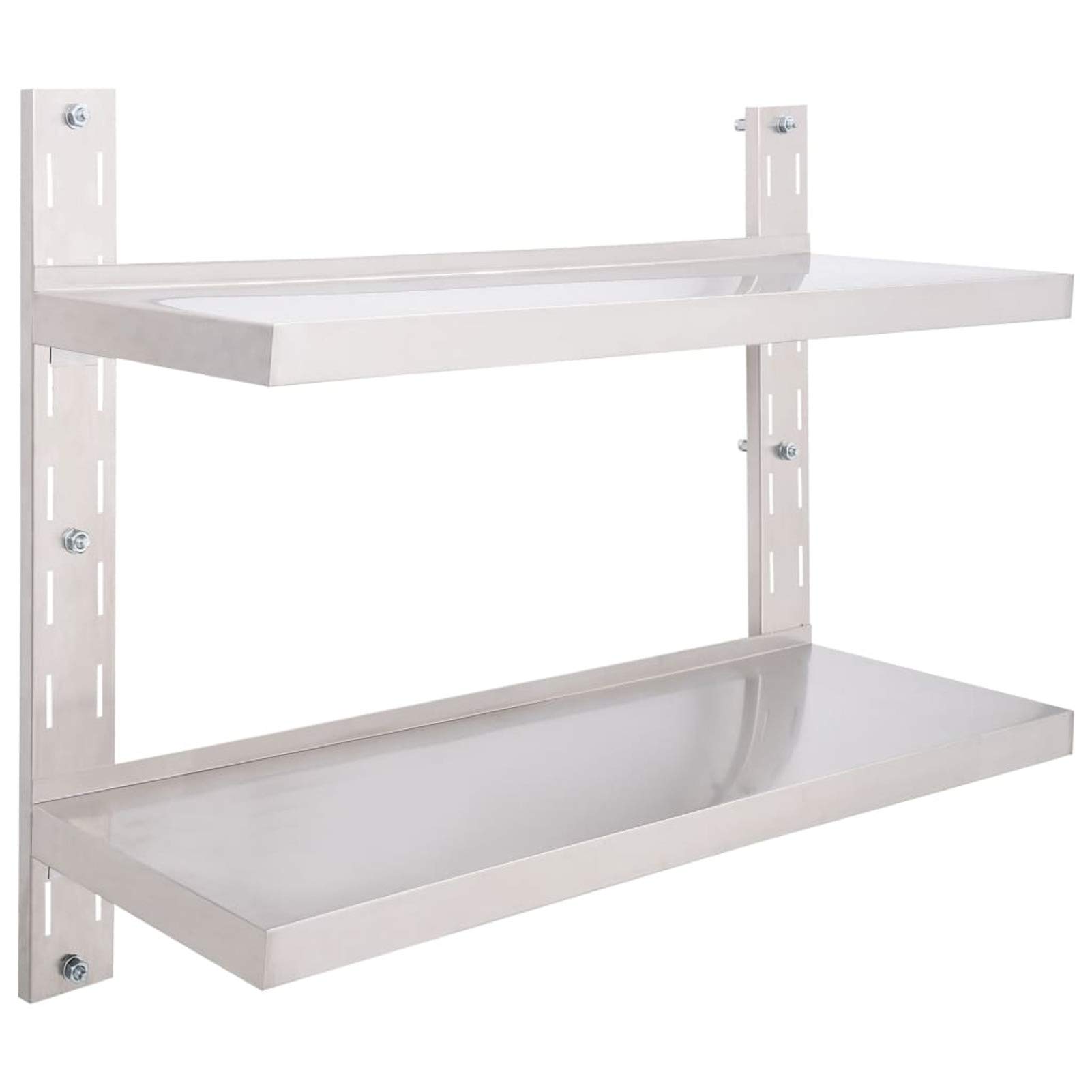 ShGaxin Estantería Pared Flotante 2 Niveles, Estanteria Pared, Estanteria Baño, Balda Pared, Baldas Flotantes, Estante Cocina, Baldas Cocina, Acero Inoxidable 100x30 cm
