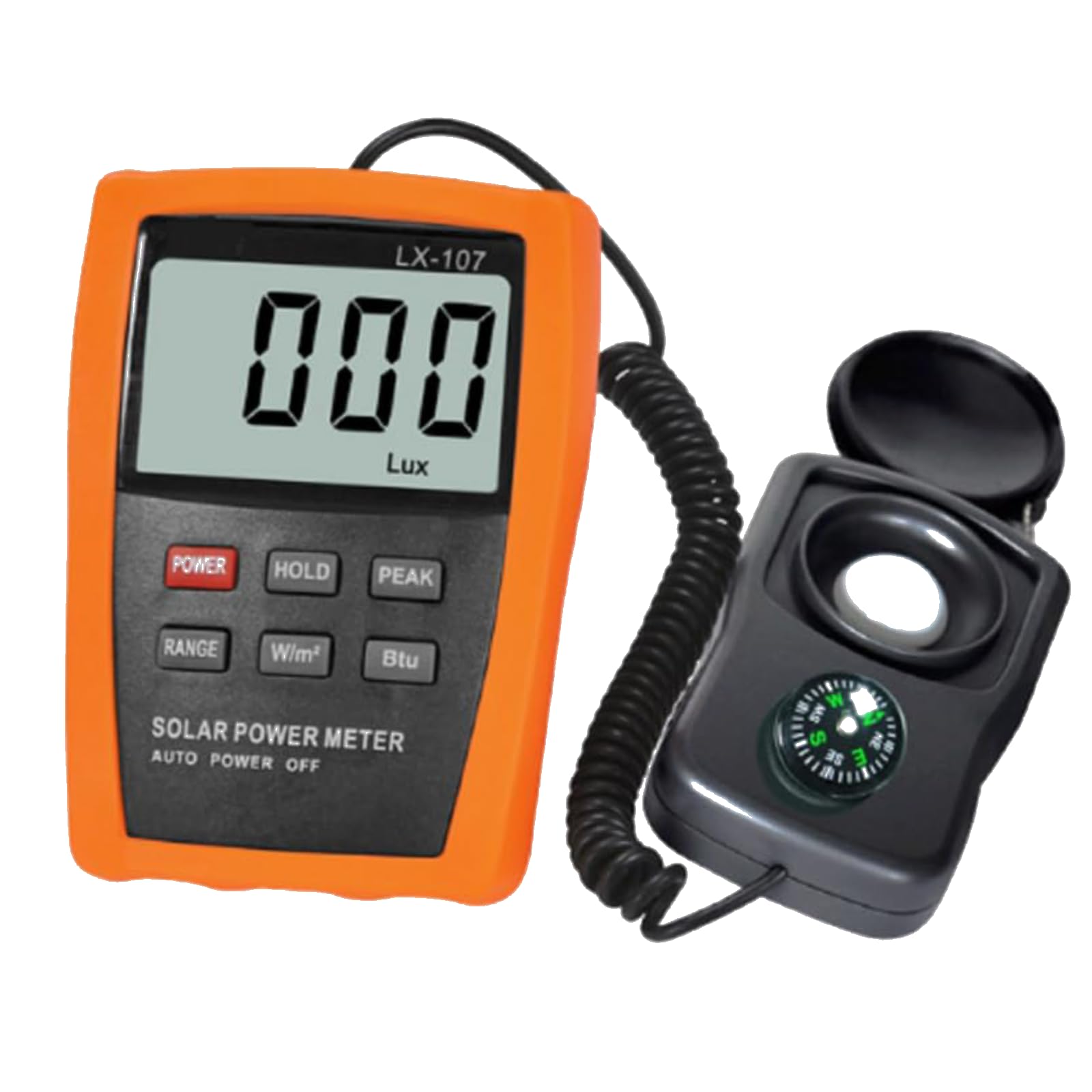 Solar Power Meter Sunlight Meter with Compass Funcion, 2000W/? Digital Solar Meter Pyranometer Solarmeter Solar Radiation Energy Insolation Tester Handheld Sun Light Energy Measuring Tester