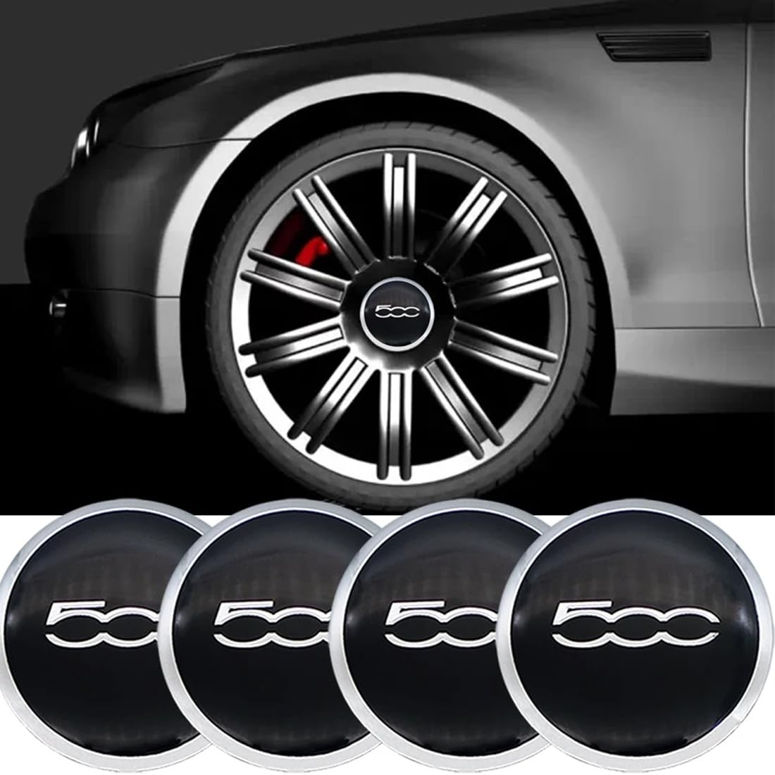1Pz Coprimozzo per Ruota Auto,per 500 Copri Ruota Hup Trim,Accessori Di Aggiornamento per Il Lifting Del Copriruota Centrale Esterno Dell'auto Sostituzione per 500 51884863/51939747/68078419AC