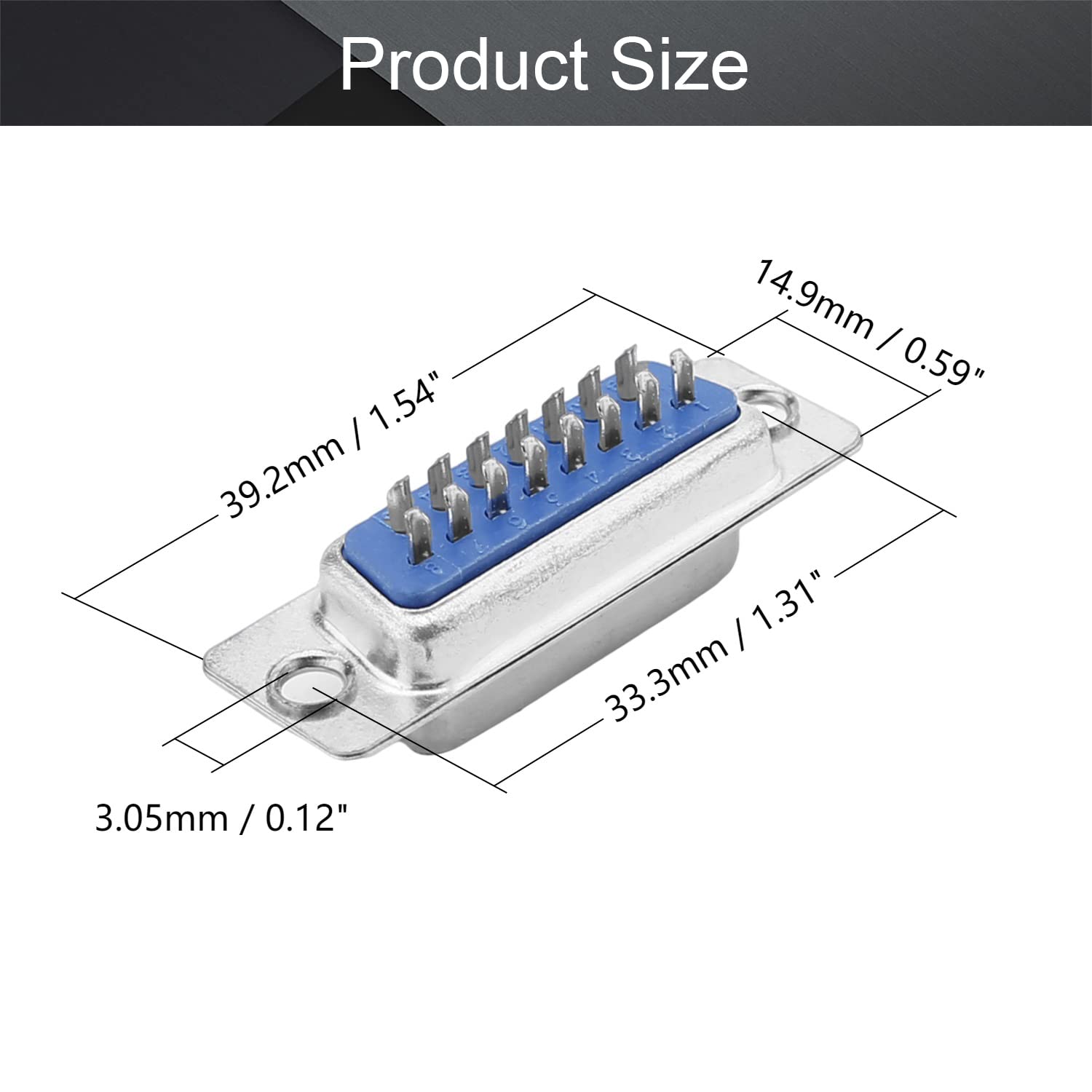 Fielect D-sub Connector DB15 Female Socket 15-pin 2-Row Port Terminal Breakout for Mechanical Equipment CNC Computers Blue Pack of 10
