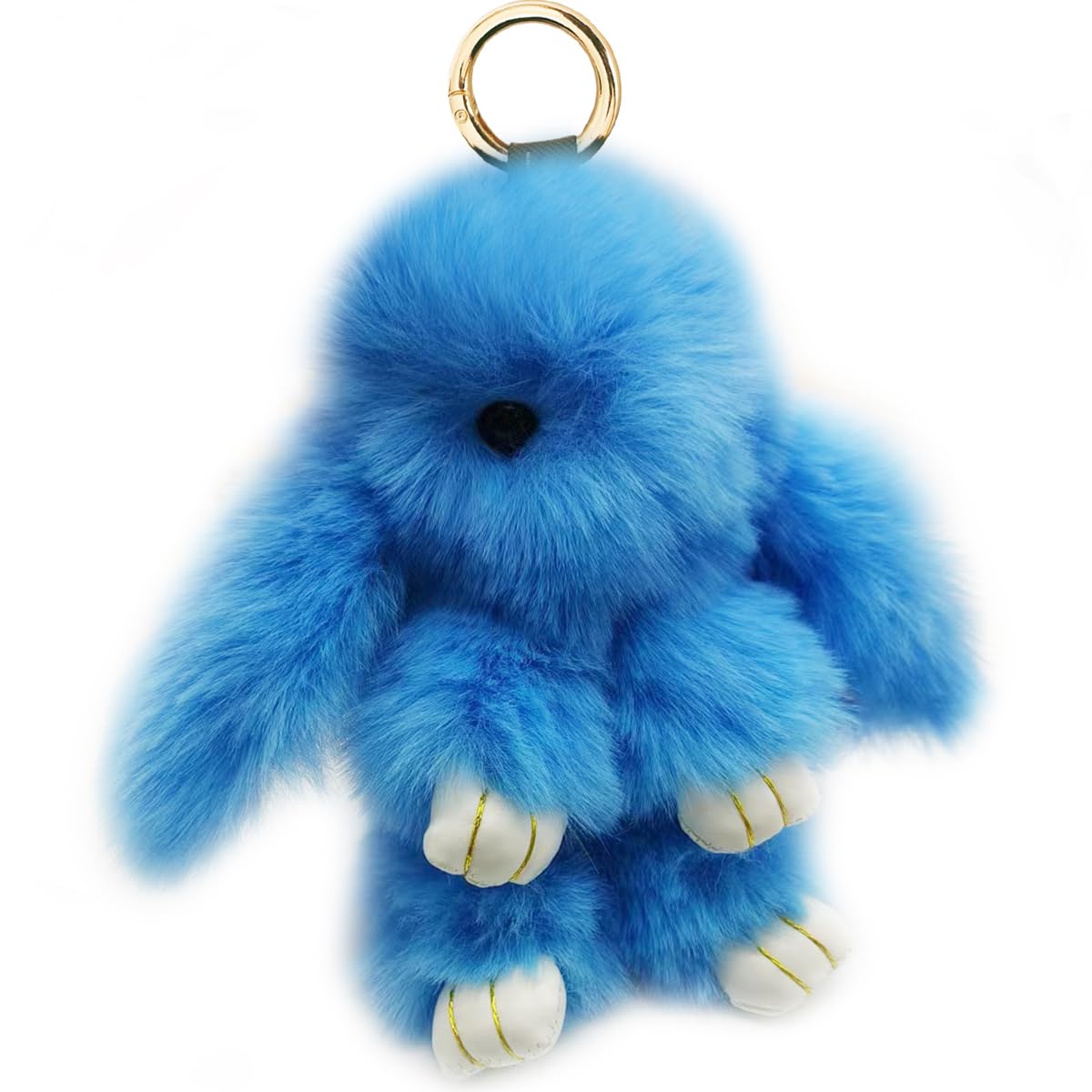Bunny Keychain Soft Fluffy Rabbit Keychain 7in Handmade Cute Colorful Rabbit Fur Pom Pom Key Rings for Women