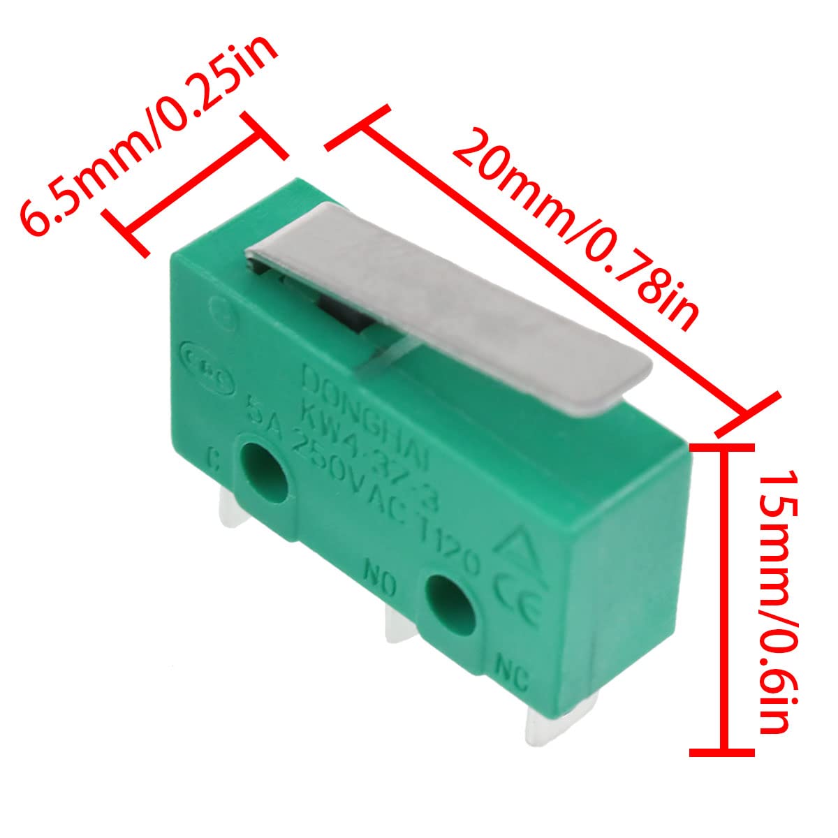 switch合計3台 KW4-3Z-3 Micro Limit Switch Short Straight Hinge Lever arm Micro